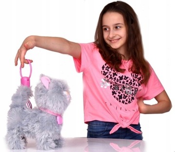 Плюшевый котенок ГУЛЯЕТ на поводке ИНТЕРАКТИВНО мяукает ДЕНЬ ДЕТИ