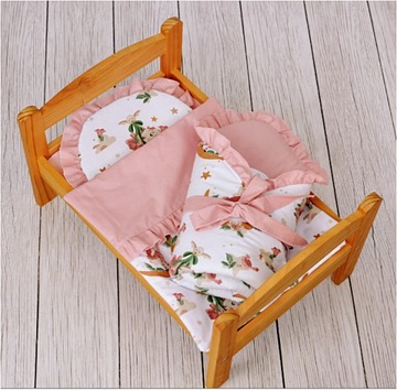 Постельное белье, кукольная детская, хлопок, подушка, пуховое одеяло, комплект коляски и детской кроватки.