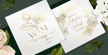Zaproszenia Ślubne MINIMALISTYCZNE - ZŁOCONE + KOPERTA - PAPIER 350- PRÓBKI