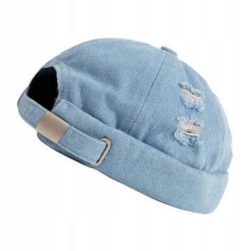 Czapka dokerka leonka jeans bez daszka Vintage