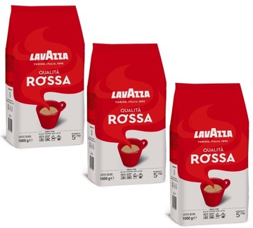 LAVAZZA CAFFE QUALITA ROSSA KAWA ZIARNISTA 3x1kg smak: CIEMNA CZEKOLADA