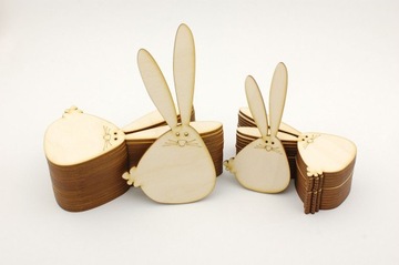 Пасхальные кролики, деревянные елочные украшения.