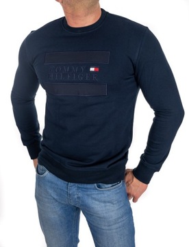 BLUZA TOMMY HILFIGER MĘSKA DUŻE LOGO KLASYCZNA GRANATOWA M