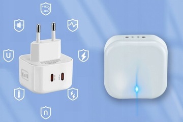 ЗАРЯДНОЕ УСТРОЙСТВО для ВИЛКИ С ПЕРПЕНДИКУЛЯРНЫМИ КОНТАКТАМИ 2 x USB TYPE C, мощность 40 Вт.