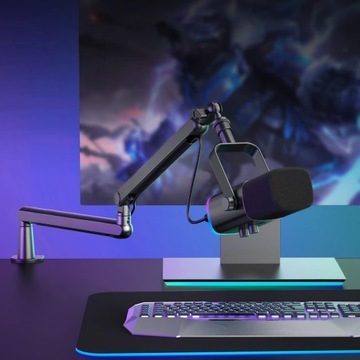 Набор динамических микрофонов Mozos Fifine TAM8 USB XLR RGB со штативом