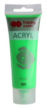 Farba akrylowa 75ml, zielony fluo, Happy Color 501