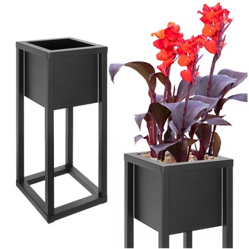 DONICA KWIETNIK 50 CM LOFT CZARNY NOWOCZESNY METALOWY STAL JAKOŚĆ