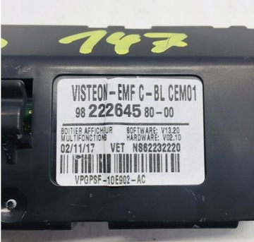 DISPLEJ AUTORÁDIO 9822264580 PEUGEOT 308 T9