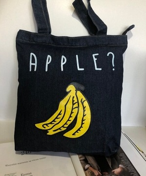 CIEMNY DENIM TORBA TOREBKA SZHOPERKA BANANY
