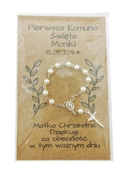 Podziękowanie dla Matki Chrzestnej Komunia różaniec prezent kartka eco
