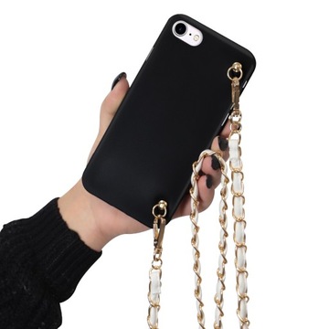 Etui Matowe Blink IPHONE 8 Długi Biały Łańcuszek