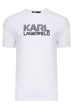 KARL LAGERFELD T-SHIRT KOSZULKA MĘSKA LOGO BIAŁA rozmiar L