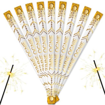 PIĘKNE SZTUCZNE ZIMNE OGNIE 70 cm - 50 szt *GOLD EDITION* NA WESELE ŚLUB