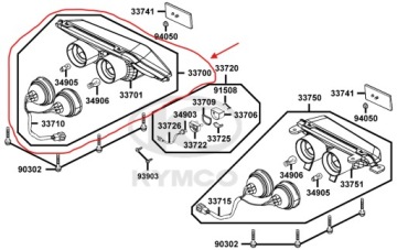 КОМПЛЕКТ ПРАВОЙ ЗАДНЕЙ ЛАМПЫ Quad ATV Kymco MXU 300R OEM!