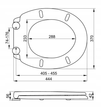 СИДЕНЬЕ ДЛЯ УНИТАЗА WAVE МЕДЛЕННО ЗАКРЫВАЮЩЕЕСЯ, ЖЕСТКОЕ, СЪЕМНЫЕ ПЕТЛИ, WAVE 75470