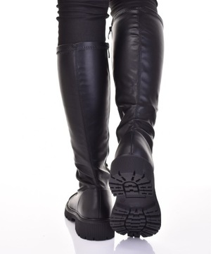 ЖЕНСКИЕ КОЖАНЫЕ БОТИНКИ НА ПЛАТФОРМЕ, ЧЕРНЫЕ