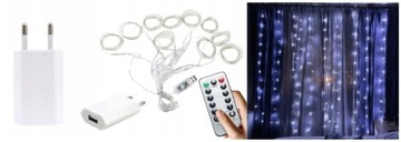 LAMPKI KURTYNA ŚWIETLNA LED 3x3M BIAŁY ZIMNY ŁADOW