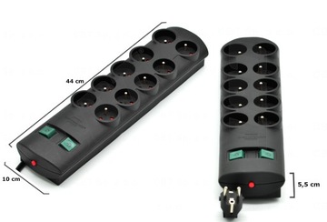 ЭЛЕКТРИЧЕСКАЯ ПОЛОСКА ДОМАШНИЙ УДЛИНИТЕЛЬ КАБЕЛЯ ВЫКЛЮЧАТЕЛЬ 10 РОЗЕТ КАБЕЛЬ 2 МЕТРА