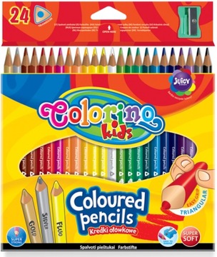 Kredki Ołówkowe Trójkątne 24 Kolory Colorino