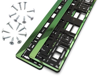 2 X RAMKA POD TABLICE REJESTRACYJNE ZIELONA + 2 kpl. wkrętów GRATIS!!!