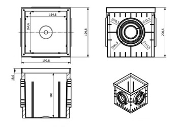 Молниезащитный колодец, заземлитель ИК10 200х200