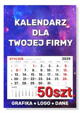 Kalendarz Jednodzielny 2025 50 szt LOGO DANE PROJEKT GRATIS