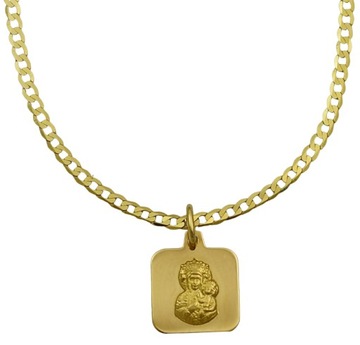 Łańcuszek Złoty Damski Pancerka Pełna z Medalikiem pr 585 Grawer Gratis