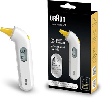 BRAUN IRT3030 THERMOSCAN 3 TERMOMETR DO UCHA DOUSZNY SZYBKI ALARM GORĄCZKI