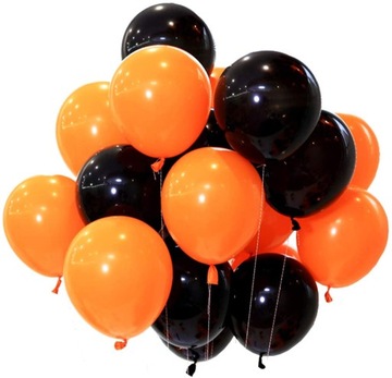 BALONY CZARNE POMARAŃCZOWE ZESTAW BALONÓW BALONY NA HALLOWEEN DUŻE 12