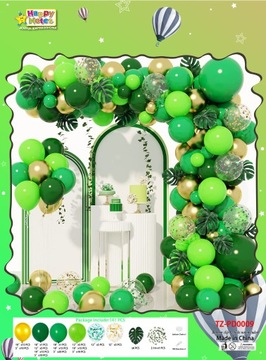 GIRLANDA BALONOWA LIŚCIE BALONY URODZINOWE ZIELONE