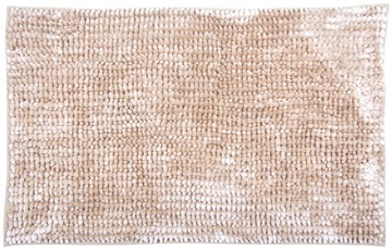 Противоскользящий коврик для ванной комнаты, бежевый, пушистый, лохматая синель, 50x80см