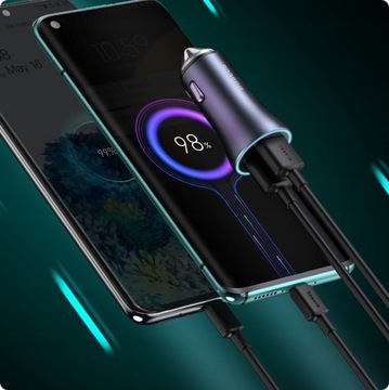 АВТОМОБИЛЬНОЕ ЗАРЯДНОЕ УСТРОЙСТВО BASEUS FAST USB USB-C 40 Вт + НАБОР КАБЕЛЕЙ TYPE-C