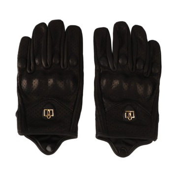 2Pcs Motorcycle Gloves Black Racing Motorbike Bike Leather Gloves Anti Slip