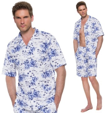 HAWAJSKA ROZPINANA BAWEŁNIANA PIŻAMA MĘSKA L