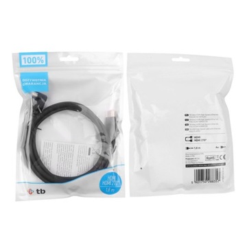 Кабель TB HDMI v 2.0, позолоченный, изогнутый, 1,8 м