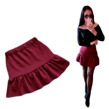 MODNA SPÓDNICZKA MINI PANTERKA na GUMCE z FALBANKA na DOLE M/L