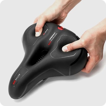 ВЕЛОСИПЕДНОЕ СИДЕНЬЕ С ПРУЖИНАМИ, СПОРТИВНОЕ, ПРОТИВОШОКОВОЕ, ВЕНТИЛЯЦИОННОЕ, ОТРАЖАЮЩЕЕ.