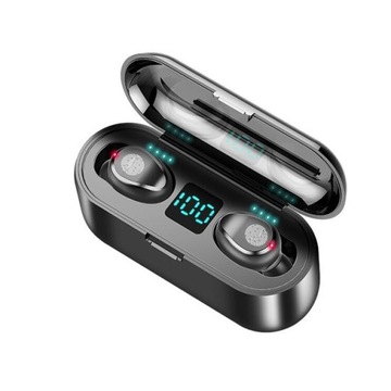 BEZPRZEWODOWE SŁUCHAWKI DOUSZNE BLUETOOTH BT TWS F9-5 WODOODPORNE CZARNE