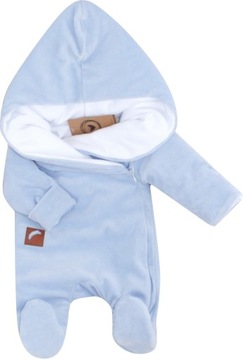 Детский бархатный зимний комбинезон синий 68