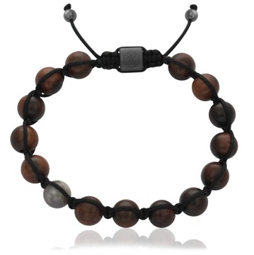 Bransoletka shamballa drewno heban labradoryt hema