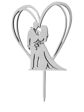 TOPPER SLUBNY PARA MLODA NA TORT WESELNY SREBRNY