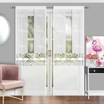 Firana panel haftowany flaming 250x60 cm biały