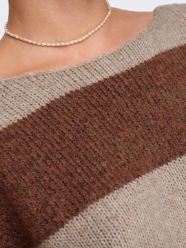Only krótki luźny sweter brązowe paski M