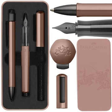 FABER-CASTELL Zestaw pióro wieczne + długopis Hexo elegancki W ETUI