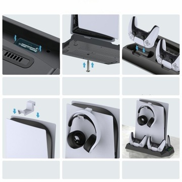 ВЕРТИКАЛЬНАЯ СТАНЦИЯ ОХЛАЖДЕНИЯ И ЗАРЯДКИ ДЛЯ КОНСОЛИ PS5, МНОГОФУНКЦИОНАЛЬНАЯ, СО СВЕТОДИОДОМ