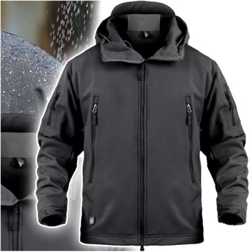 Kurtka SOFTSHELL wojskowa CZARNA OCHRONA M