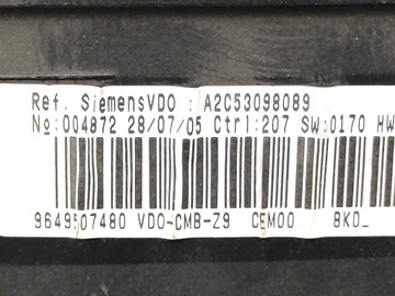 9649507480 PŘÍSTROJOVÁ DESKA 2.2 HDI 98 2005 PEUGEOT 607 (9D 9U)