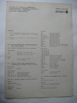 Radiomagnetofon RPS-611 Wykaz elementów Schemat