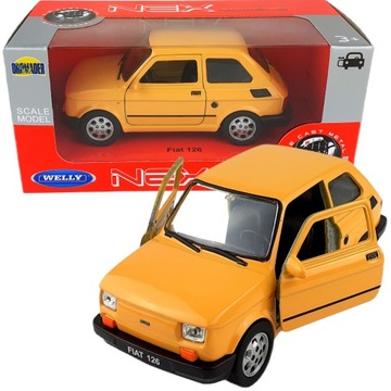 Auto samochód Fiat 126p metalowy Maluch WELLY model żółty