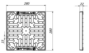 Люк 30х30 с входом для канализационной трубы